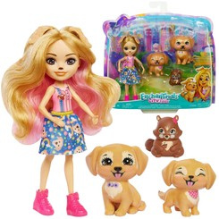 Enchantimals Golden Retriever doll, squirrel puppy figurines ZA5088