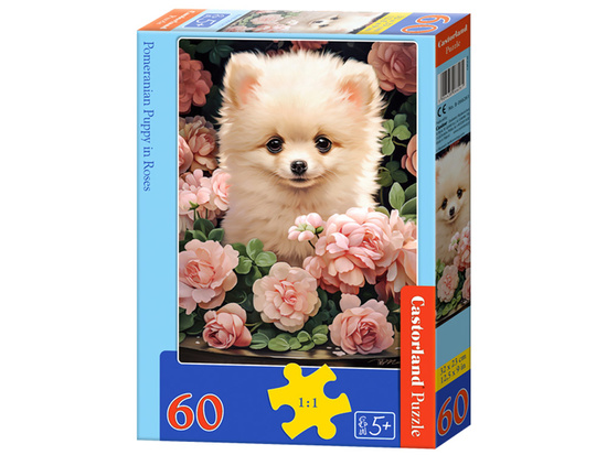 Puzzle 60-piece Pomeranian Puppy in Roses B-066261