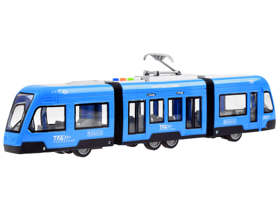 Przegubowy  niebieski TRAMWAJ światło dźwięk 45 cm ZA3834
