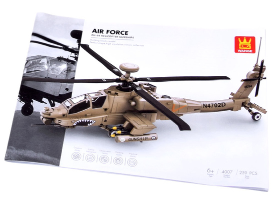 Klocki Techniczne Śmigłowiec Bojowy AH-64 Klocki Helikopter 259ele ZA5676
