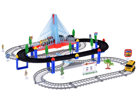 Electric Train Set 2-in-1 – Locomotive with Carriages + Track and Bus ZA5886