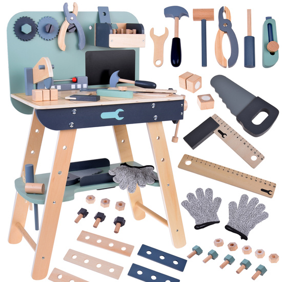 Wooden workshop for a little handyman tools for children ZA5616