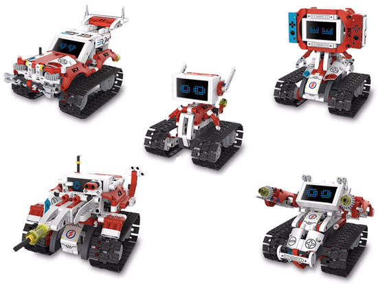 Technical Building Blocks Robots Pro 5-in-1 Set with Remote Control and LED Screen RC0741