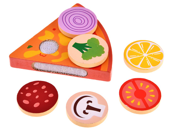 Set of WOODEN PIZZA for cutting 16.5 cm WITH VELCRO Accessories 27 pcs ZA4689