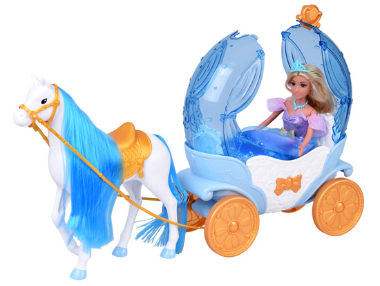 Fairytale princess doll in a ball gown + royal carriage horse ZA5705