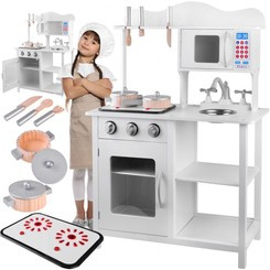 Interactive WHITE wooden kitchen for children Induction + accessories ZA4127