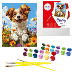 Paint by numbers kit Dog in flowers KHO6624 40x50 AP0059