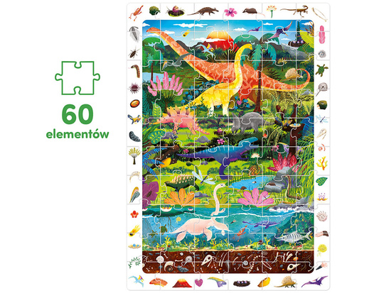 CzuCzu Obserwacyjne puzzle Dinozaury 60 elementów plakat edukacyjny ZA5559