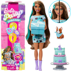 Mattel Barbie Party Unboxed doll from the series: Birthday + corgi dog ZA6066