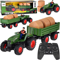 Remote controlled tractor with trailer + hay bales tractor driver RC0717