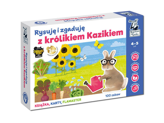 Kapitan Nauka Rysuję i zgaduję z królikiem Kazikiem karty z zadaniami KS1036