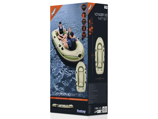 Bestway Dmuchany 3osob Ponton + wiosła 294 x 137cm Voyager X3 Raft 65164