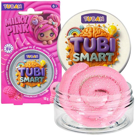 Tubi Smart sensory clay Milky Pink stretches, shoots, bounces ZA6129