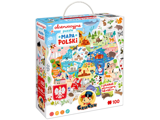 CzuCzu Obserwacyjne puzzle Mapa Polski 100 elementów  5+ plakat  ZA5561