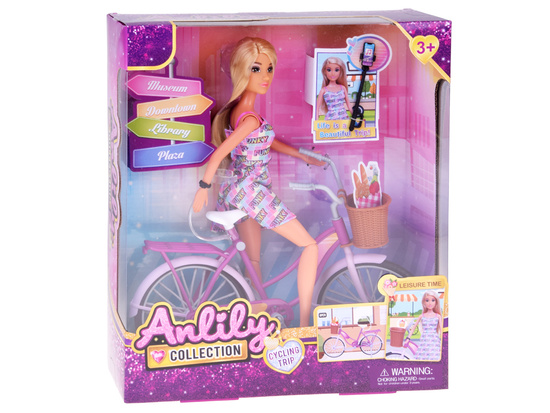 Anlily Tourist doll on a bike + phone and movable selfie stick ZA5698