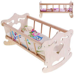 Wooden Cradle for 50cm doll +  bedding ZA2021