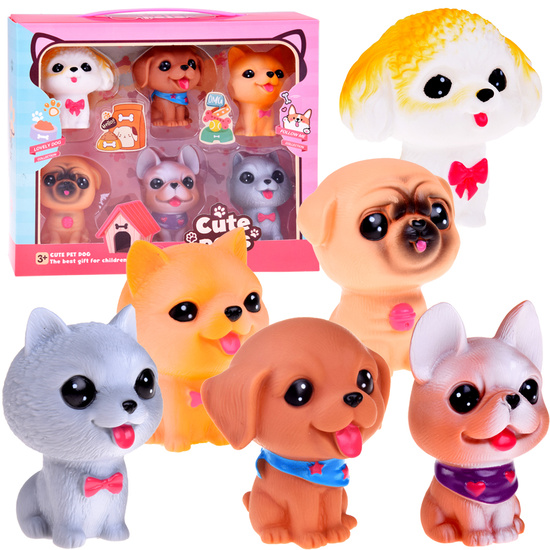 Set of rubber dog figurines, 6 pieces, puppies, dogs ZA4629