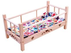 Wooden BED for dolls 50cm + bedding ZA2781