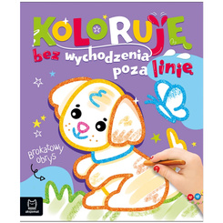 Aksjomat Kolorowy obrys bez wychodzenia poza linię. Brokatowy obrys. Z pieskiem KS1070