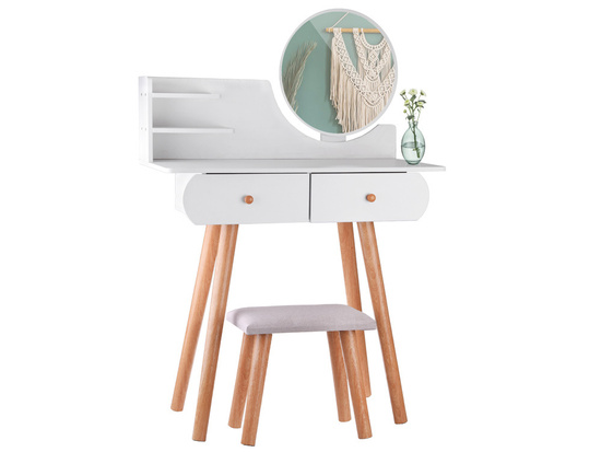 Functional white dressing table with mirror + stool + drawers ZA4820