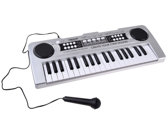 Mini organ KEYBOARD 37-keys + microphone SILVER IN0183
