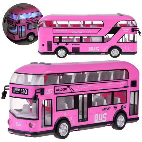 Pink double-decker bus with opening doors and sound ZA4748