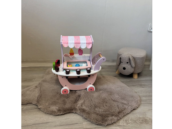 Pastel sweet ICE CREAM SHOP on wooden wheels + 8 different ice creams ZA5946