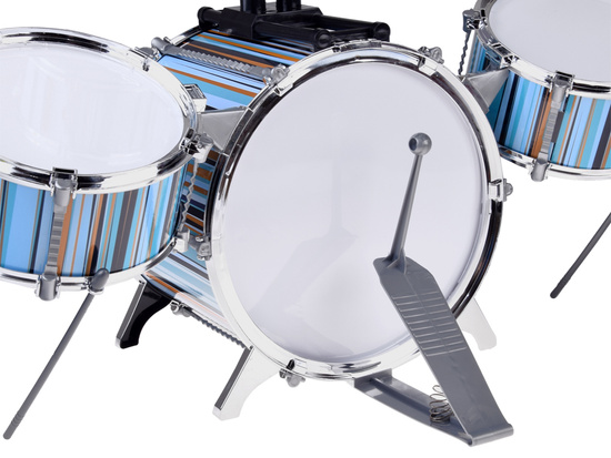 Children's drum set 5 drums + stool included - blue design IN0182