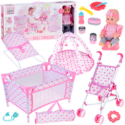Deluxe Baby Doll Set with Stroller, Crib, Play Mat and Accessories – 17 pcs ZA5916