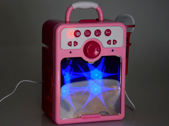 Musical speaker pink Boombox for children with microphone IN0166