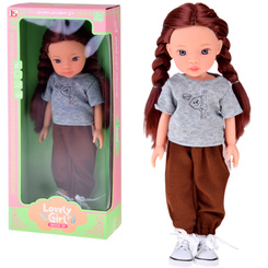 Lovely Girl Doll with Short Black Hair in a Sporty Outfit 33cm ZA5849