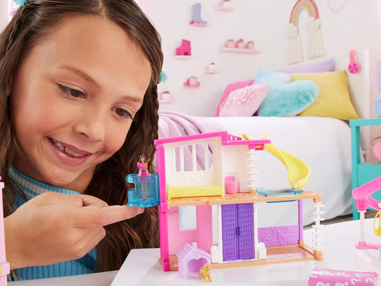Mattel Mini BarbieLand Dollhouse + Doll and Pet + Accessories ZA6039 A