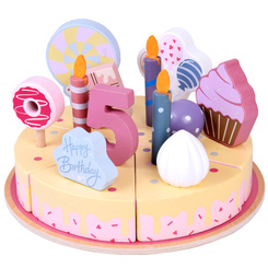 Candy Wooden Birthday Cake Toy with Candles and Decorations – Cutting Play Set ZA5936