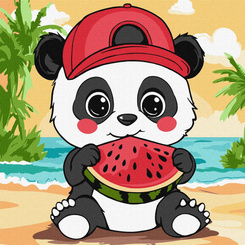 Painting by numbers for kids 25x25cm KHO1251 Summer Panda with watermelon AP0064