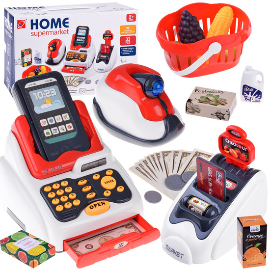 Mini Market Cash Register Set Scanner Card Reader store set ZA4636