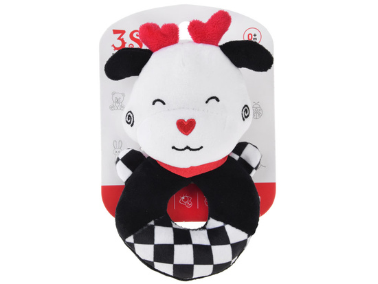 Contrast rattle for babies with a squeaker COW ZA5777