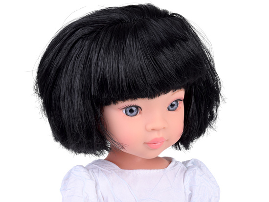 Lovely Girl Doll with Black Short Hair in White Dress 33cm ZA5850