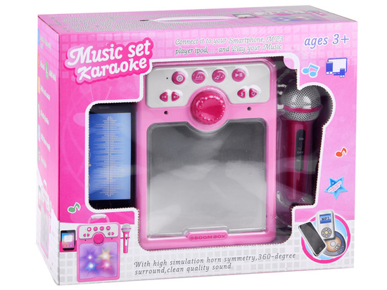 Musical speaker pink Boombox for children with microphone IN0166