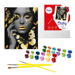 Painting by numbers Girl with golden butterflies 40x50 AP0043