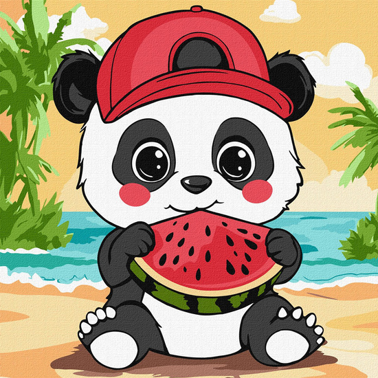 Painting by numbers for kids 25x25cm KHO1251 Summer Panda with watermelon AP0064