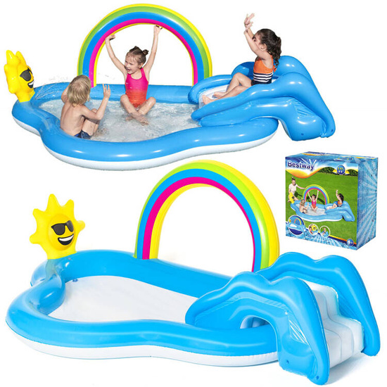 Bestway Water Playground RAINBOW AND SUNSHINE Paddling Pool + Slide 53092