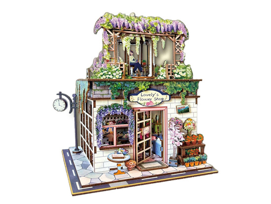 Wooden 3D PUZZLE Series Flower Shop building 243 elements lighting ZA6015