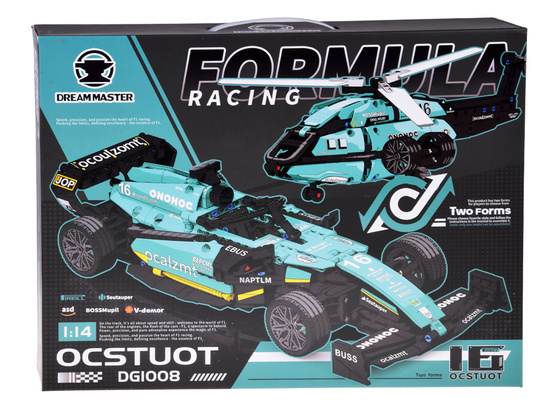 Technical blocks 2 in 1 Formula 1 racing car helicopter 736pcs stickers ZA5730