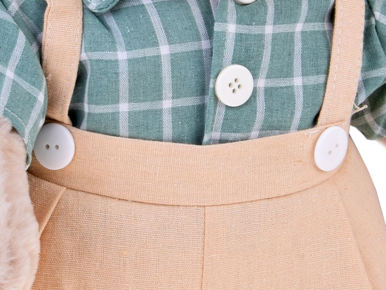 Teddy bear - beige Franek 58cm in a green VINTAGE shirt ZA5923 B