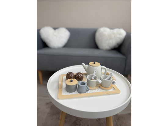 Wooden tea set, cups, tray ZA4124
