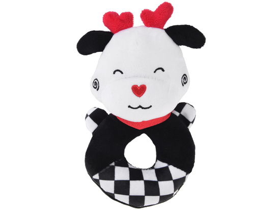 Contrast rattle for babies with a squeaker COW ZA5777
