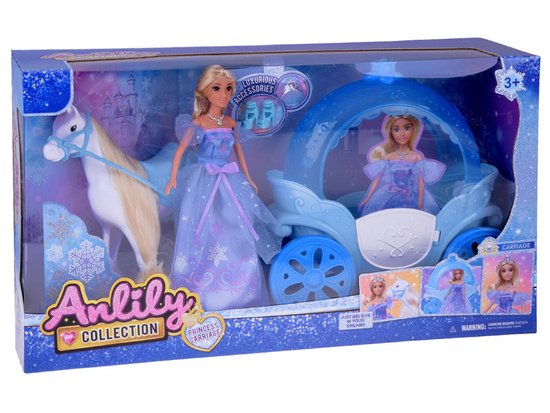 Princess doll in a ball gown with a white horse and carriage ZA5419