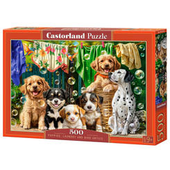 Puzzle 500-elementów Puppies, Laundry and Bird Antics B-54152