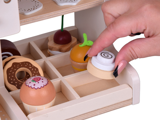 Wooden Coffee Shop Set – Café Playset with Coffee Machine, Cups & Desserts ZA5938