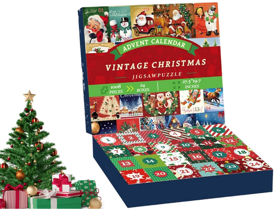 Advent Calendar PUZZLE - 24 Christmas puzzles in a VINTAGE style ZA5885